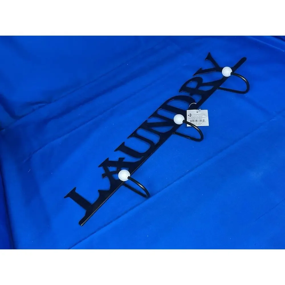 Decorative Laundry Wall Hook - Black Metal with White Ball Accents